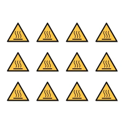 Immagine di Avviso di superficie calde: W017 DIN EN ISO 7010 / ASR A1.3 Adesivo: Ø 2,5 cm, 12 pezzi