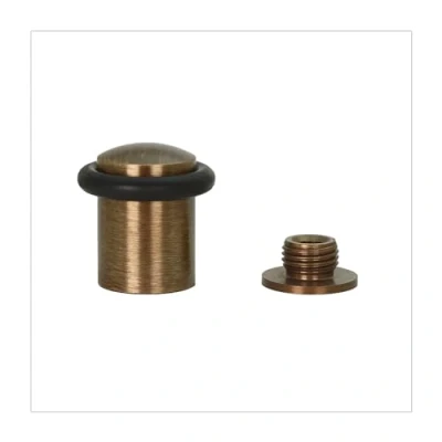 Immagine di EVI Herrajes Fermaporte 27 x 29 mm Base filettata Gomma Nera di Silicone Naturale Ottone Finitura Cuir Compresi utensile, Vite + Tassello Fissaggio MOD. I 108