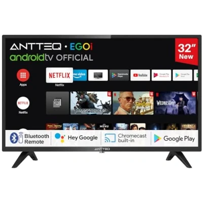 Immagine di Antteq AG32H3 TV 32 Pollici(80cm) Smart TV, LED HD, Voice Assistance,Bluetooth,APP Play Store((DAZN/Netflix/Prime Video/YouTube),Wifi,Triple Tuner(DVB C/S2/ T2)