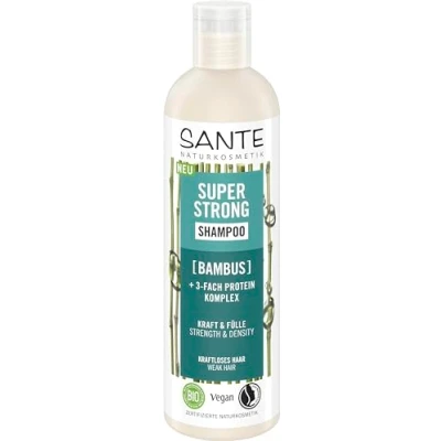 Immagine di SANTE Naturkosmetik Super Strong shampoo estratto di bambù biologico + complesso proteico a 3 strati, vegano con ingredienti naturali, rafforza i capelli deboli, 250 ml