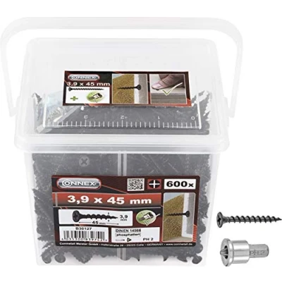 Immagine di Connex B30127 Scr. Muro a Secco. Grosso THR.3,9x45, Nero, 3,9 x 45 mm (600 Stück)