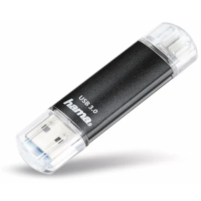 Immagine di Hama FlashPen Laeta Twin Memoria ausiliaria USB per Smartphone e Tablet Nero 128 GB 3.2 Gen 1 (USB 3.0), Micro 2.0