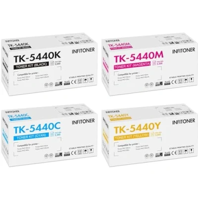 Immagine di INFITONER Cartuccia Toner Compatibile per Kyocera TK 5440 TK5440 Ecosys MA2100cfx MA2100cwfx PA2100cx PA2100cwx PA2100 MA2100 5440K 5440C 5440Y 5440M Nero Ciano Giallo Magenta