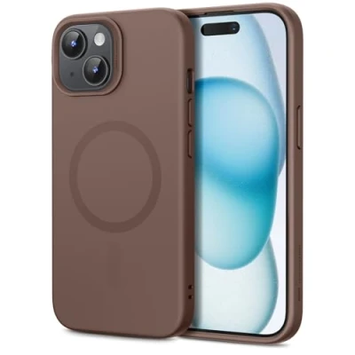 Immagine di ESR Cover Magnetica per iPhone 15, Compatibile con MagSafe, Custodia Trasparente HaloLock, Protezione di Livello Militare, Resistente all&#039;ingiallimento, Retro ai Graffi,Marrone