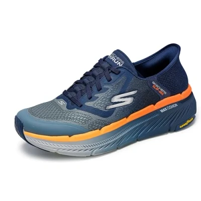 Immagine di Skechers Max Cushioning Premier 2.0 Ascendant II Sneaker da uomo, senza lacci, mani libere, blu navy/arancione., 45 EU