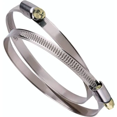 Immagine di DOMUX fascette in acciaio inox set di 2 con azionamento a vite senza fine, campo serraggio 120 140 mm, larghezza 9 mm per condotti e ventilazione, VMC cappa da 125