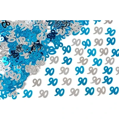 Immagine di SHATCHI Coriandoli per il 90 compleanno, in lamina metallizzata, con glitter, 14 g, colore: blu e argento