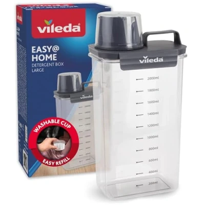 Immagine di Vileda contenitore per detersivo, 2300 ml, grigio, pratico con misurino dosaggio preciso, ermetico e salvaspazio