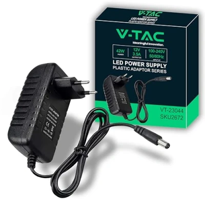 Immagine di V TAC Alimentatore 12V 42W 3,5A per Telecamere, Strisce LED, Modem Trasformatore 12 Volt Plug&amp;Play con Spina Corrente Casa Schermi e Apparecchiature Elettroniche Input AC 100 240V 50/60Hz
