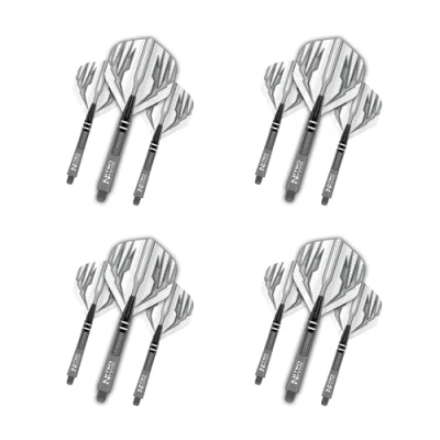 Immagine di RED DRAGON Dart Flight And Stems Combo Grigio 4 Set di Voli Standard e Gambo per Nitrotech Medio