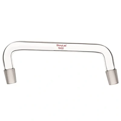 Immagine di stonylab Adattatore per Distillazione Del Vetro, Chimica Piegata a 75 Gradi 105 in Vetro Borosilicato con Giunti Interni 19/22 Conicità Standard, Lunghezza 150 mm