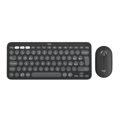 Immagine di Logitech Pebble 2 Combo, kit tastiera e mouse wireless discreto, portatile personalizzabile, Logi Bolt, Bluetooth, Easy Switch per Windows, macOS, iPadOS, Chrome Layout Italiano QWERTY, Grafite