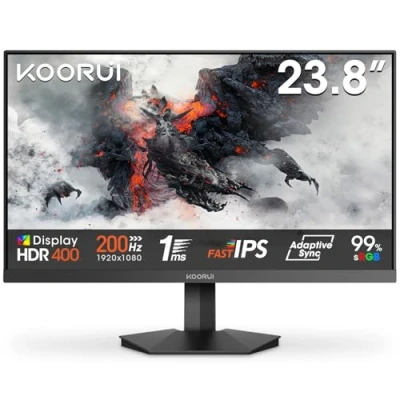 Immagine di KOORUI G2411P 24 Pollici Gaming Monitor, Full HD 1080p Computer Monitors, IPS, 200Hz, 1ms, HDMI(2.0)*2, Sync Adaptive Tecnologia, VESA (75mm*75mm) Compatibile, Eye Care, Inclinazione Regolabile