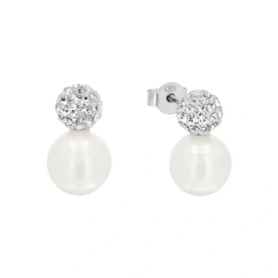 Immagine di amor Orecchini da Donna in Argento 925, con zirconi sintetici, perle di vetro, 1,5 cm, Argento, Fornito confezione regalo per gioielli