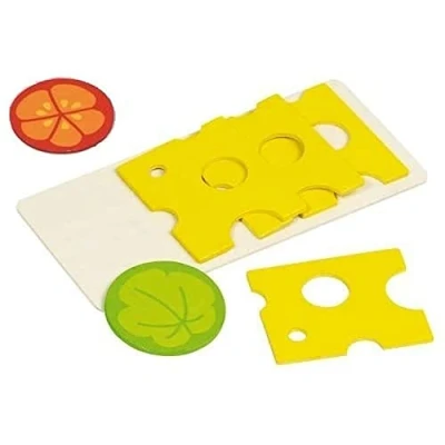 Immagine di Goki 51811 Negozi e Accessori fette di Formaggio 4 fette, 1 Foglia lattuga, Pomodoro