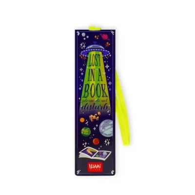 Immagine di Legami Segnalibro con Elastico, in Carta certificata FSC, Tema Space, Tiene il Sengo e Libro Chiuso, 4,7 x 17,5 cm