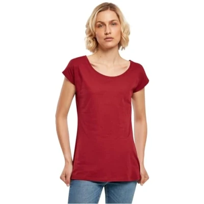 Immagine di Build Your Brand T Shirt da Donna con Collo Largo, Bordeaux