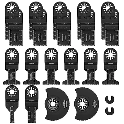 Immagine di shirylzee Lame Utensile multifunzione 20pz, Attrezzo Accessori per Oscillanti Multitool Compatibile con Fein Multimaster, Milwaukee, Ryobi, Black&amp;Decker, WORX, Metallo, Legno, Plastica