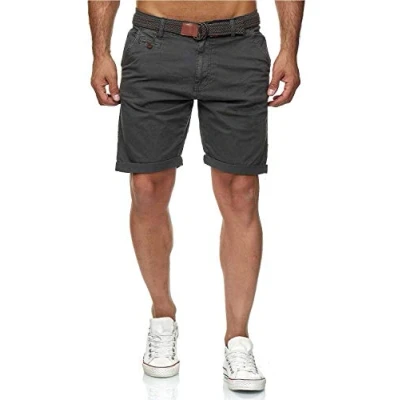 Immagine di Indicode Conor Bermuda da uomo con cintura, 100% cotone, vestibilità regolare Corvo M