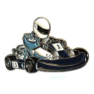 Immagine di Spilla in metallo smaltato con ruote Go Kart Racer Karting Racing
