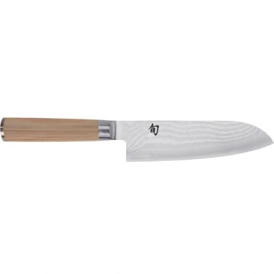 Immagine di KAI Shun Classic White Santoku 18 cm lunghezza lama coltello damasco 32 strati nucleo VG MAX 61 (±1) HRC Manico in legno Pakka Made Japan da cucina giapponese forgiato