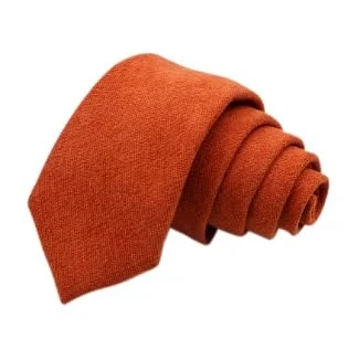 Immagine di DB Dickie Bow Cravatta da uomo in misto cotone di lusso, Arancio Bruciato Arrugginato, Length: 145cm. Width: 7cm