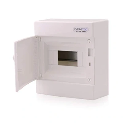 Immagine di Scatola portafusibili da esterno IP40 Alloggiamento del distributore 1 fila fino a 8 moduli Porta bianca per l&#039;installazione in ambiente asciutto casa