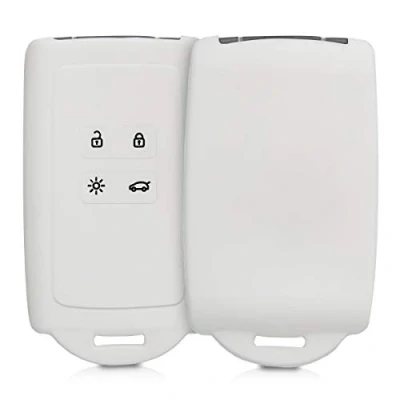 Immagine di kwmobile Custodia Compatibile con Renault 4 tasti Smart Key (solo Keyless Go) Cover Chiavi Auto Protezione Copri Telecomando Chiave Copertura bianco