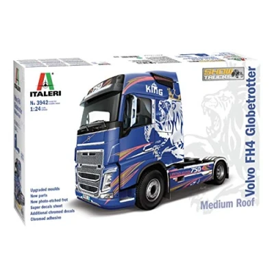 Immagine di Italeri 3942 FH4 Globetrotter Medium Roof Scala 1:24, modellismo, Model Kit, Camion, showtrucks Volvo Modello in Plastica da Assemblare e Pitturare, Colore Blu, IT3942