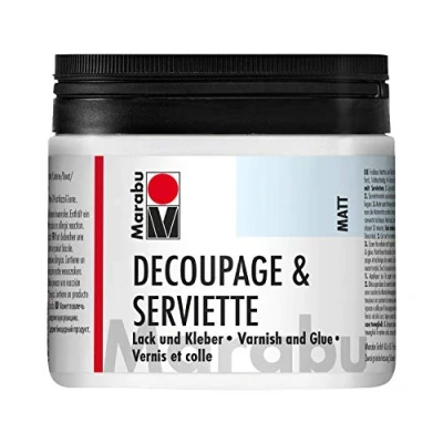 Immagine di Marabu, 114205849, Vernice Lucida per decoupage, Trasparente, 50 ml e Adesivo, opachi, 500 Trasparente