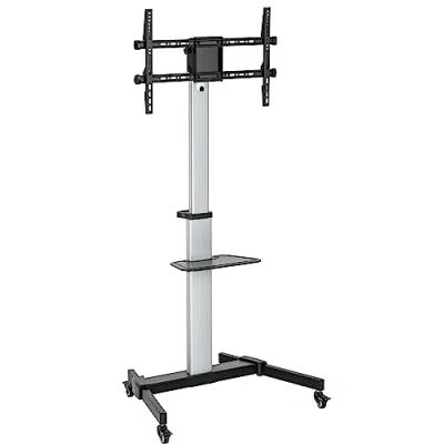 Immagine di Techly 367584 Supporto a Pavimento con Mensola Trolley TV LCD/LED 37 86&quot; Nero/Argento