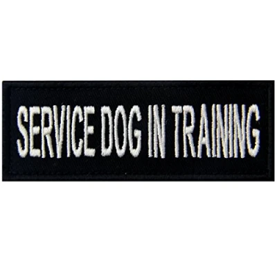 Immagine di Service Dog In Training Servizio Gilet/imbracature Emblema con Fissaggio Chiusura a uncino e asola Ricamata Toppa