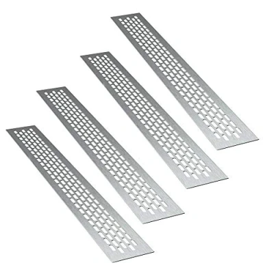 Immagine di sossai® Griglia di ventilazione in alluminio Alucratis (4 pezzi) Rettangolare dimensioni: 48 x 6 cm Colore: inox areazione
