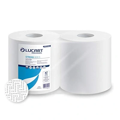 Immagine di Lucart carta da cucina asciugatutto 1600 strappi complessivi Rotoli di asciugamani 100% pura cellulosa, doppio velo, resistente, assorbente e per alimenti
