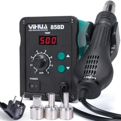 Immagine di YIHUA 858D Stazione dissaldante ad aria calda 700W per saldante e SMD con temperatura volume d&#039;aria regolabile, controllo di PID, funzione avvio/arresto automatico