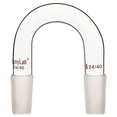 Immagine di stonylab Vetro Adattatore di Ingresso per Laboratorio, U Forma Vuoto Gas Inerte in Borosilicato con 24/40 Giunto Interno Conico Standard