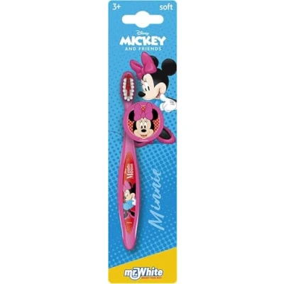 Immagine di Spazzolino da denti Minnie Mouse con cappuccio di protezione, ventosa, manico comodo e setole morbide per bambini