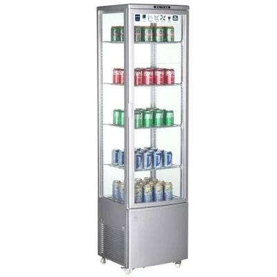 Immagine di METRO Professional Vetrina Panoramica Refrigerata GGC3270SV, 270 L, 4 Ripiani Regolabili, Illuminazione LED, con Rotelle, Argento