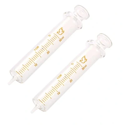 Immagine di Confezione da 2 siringhe in vetro riutilizzabili, 30 ml, diametro standard, adatte per campioni di laboratorio