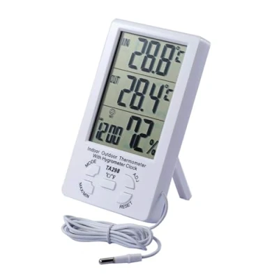 Immagine di JZK TA298 Termoigrometro Digitale con 1.5mt sonda LCD Display igrometro termometro per Esterno e Interno Ambiente, Misura umidità Temperatura Serra casa Stanza Giardino