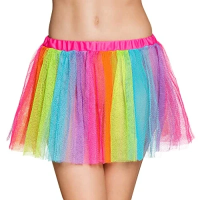 Immagine di Boland 01710 Tutù arcobaleno con elastico, lunghezza circa 30 cm, gonna, sottogonna, costume, fata, festa motto, carnevale, in maschera