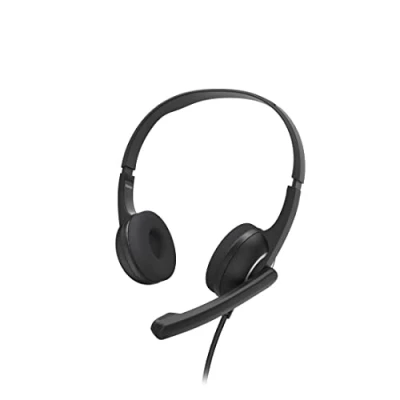 Immagine di Hama cuffie con microfono (cuffie cablate, connettore USB A, Aux, stereo cavo, on ear per PC braccio e cordino, cavo audio da 2 m, colore: nero