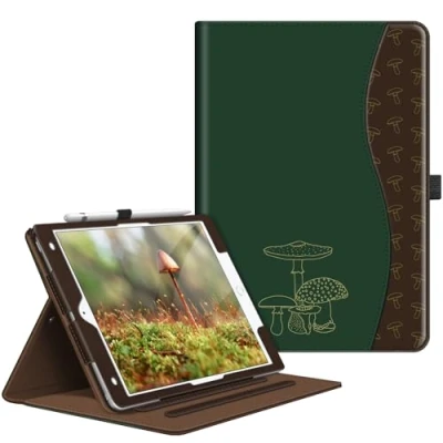 Immagine di FINTIE Custodia per iPad 10.2 Pollici 9a / 8a 7a Generazione (2021 2020 2019), [Multi angli] Folio Pieghevole Cover Protettiva Case con Tasca, Auto Sveglia/Sonno, Funghi