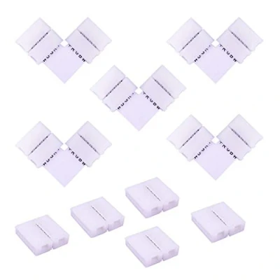 Immagine di BoHong Connettore Striscia LED 5 pin per RGBW Larga 10 mm, Angolare Banda L Figura Nastro Angolo a Strip Adattatore Rapido