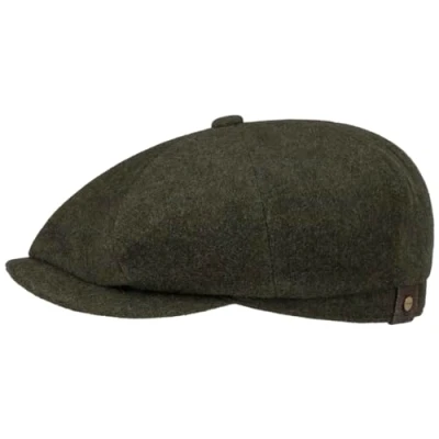 Immagine di Stetson Hatteras Nero Berretto con Visiera Unisex Coppola Lana e Cachemire Tappo a Palloncino Fodera in Flanella Autunno/Inverno Oliva 58 cm