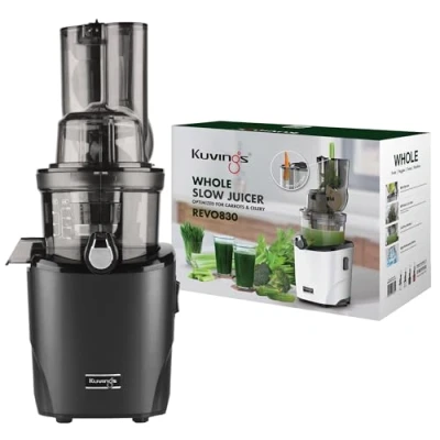 Immagine di kuvings Spremiagrumi REVO830 lento Doppia apertura di riempimento sistema taglio automatico Include set filtri per frullati e sorbetti Nero opaco