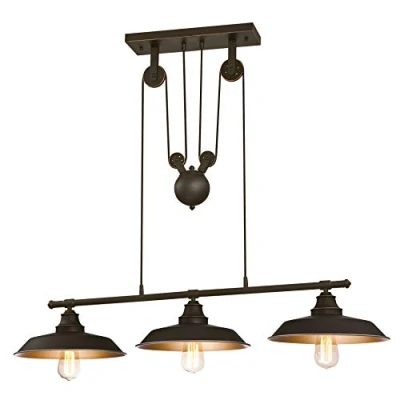 Immagine di Westinghouse Lighting, 6332540 Lampada a Sospensione per Interni 3 Luci Island Pulley, Bronzata ad Olio
