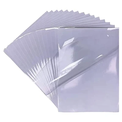 Immagine di 20 fogli di pellicola adesiva in vinile alta qualità, 100% trasparente, autoadesiva, per stampanti laser e a getto d&#039;inchiostro, ad asciugatura rapida, formato A4, autoadesiva