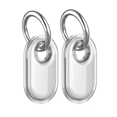 Immagine di Doweiss Custodia protettiva impermeabile compatibile con Samsung Galaxy SmartTags 2, in gomma morbida per 2 (trasparente + trasparente, confezioni)