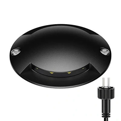 Immagine di ledscom.de luce di terra a LED, segnavia BUNDA per esterni, IP67, 2 fiamme, nero, rotondo, Ø 70 mm, bianco caldo, da incasso, superficie, pavimento